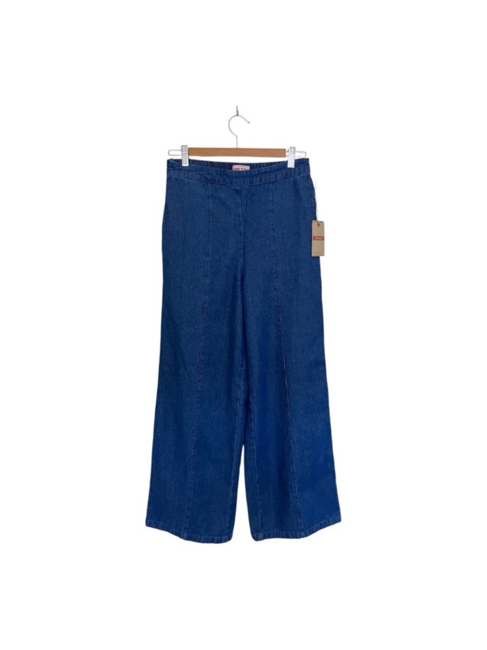 Wide-Leg Denim Pants in Dark Blue